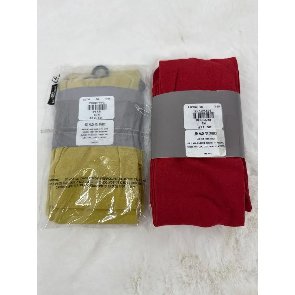 J. Jill 2 pr Microfiber Tights size S/M Red & Pear Small/Medium NEW